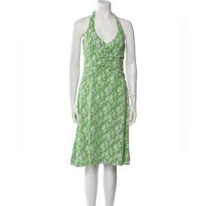 Chloe Vintage‎ Silk Dress vintage knee length dress halter top floral